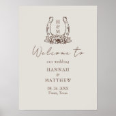 Rustikaler Western Boho Wedding Begrüßungszeichen Poster (Vorne)