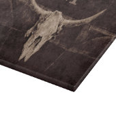 Rustikaler Western Braun Beige Alte Bullschädel Mo Schneidebrett (Ecke)