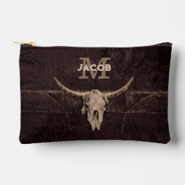 Rustikaler Western Braun Beige Alte Bullschädel Mo Zubehörtasche