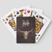 Rustikaler Western Braun Beige Monogram Alter Bull Spielkarten (Rückseite)