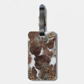 Rustikaler Western Braun Leder Cowhide Druckname Gepäckanhänger (Rückseite vertikal)