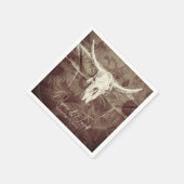 Rustikaler Western Braun Sonnenblumen Bull Skull Serviette (Ecke)