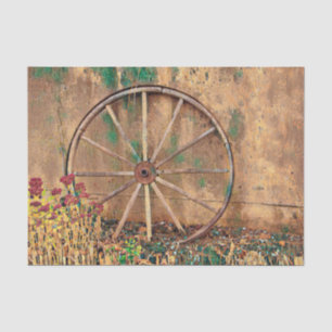 Rustikaler Western Brawn Green Wagon Wheel Art Seidenpapier