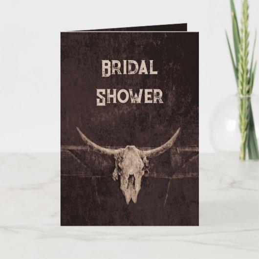 Rustikaler Western Brown Bull Skull Einladung (Vorderseite)