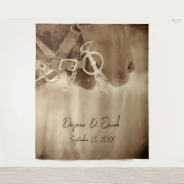 Rustikaler Western Brown Horse Fotoshop Hintergrun Wandteppich