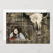 Rustikaler Western Bull Cow Skull Abschluss Ankündigung (Vorne/Hinten)