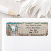 Rustikaler Western Bull Skull Aquamarin Brown Text (Insitu)