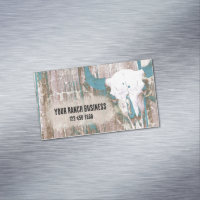 Rustikaler Western Bull Skull Aquamarin Brown Text