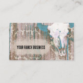 Rustikaler Western Bull Skull Aquamarin Brown Text Visitenkarte (Vorderseite)