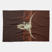 Rustikaler Western Bull Skull Brown Country Design Geschirrtuch (Horizontal)