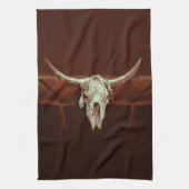 Rustikaler Western Bull Skull Brown Country Design Geschirrtuch (Vertikal)