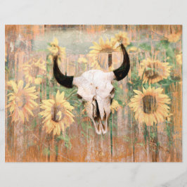 Rustikaler Western Bull Skull Brown Gelb Sonnenblu