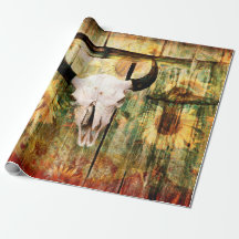 Rustikaler Western Bull Skull Country Sonnenblumen