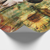 Rustikaler Western Bull Skull Country Sonnenblumen Geschenkpapier (Ecke)