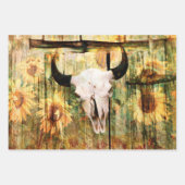 Rustikaler Western Bull Skull Country Sonnenblumen Geschenkpapier Set (Vorderseite)