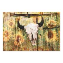 Rustikaler Western Bull Skull Country Sonnenblumen