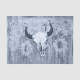 Rustikaler Western Bull Skull Dusty Blue Sonnenblu Seidenpapier