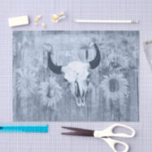 Rustikaler Western Bull Skull Dusty Blue Sonnenblu Seidenpapier (Handwerk)
