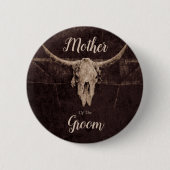 Rustikaler Western Bull Skull Hochzeit Land Textur Button (Vorderseite)