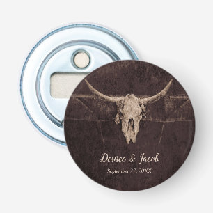 Rustikaler Western Bull Skull Hochzeit Land Textur Flaschenöffner