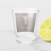 Rustikaler Western Bull Skull Hochzeit Land Textur Schnapsglas (Rückseite)