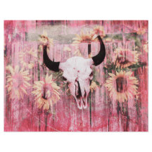Rustikaler Western Bull Skull Pink Gelbe Sonnenblu