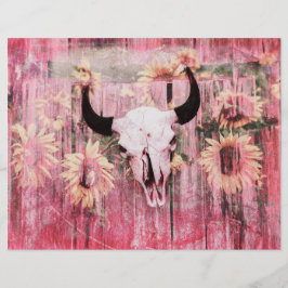 Rustikaler Western Bull Skull Pink Gelbe Sonnenblu