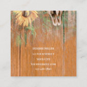 Rustikaler Western Bull Skull Sonnenblumen Holz Te Quadratische Visitenkarte (Rückseite)