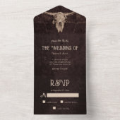 Rustikaler Western Bull Skull Texture Wedding All In One Einladung (Innen Boden)