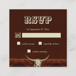 Rustikaler Western Bull Skull Wedding RSVP Begleitkarte