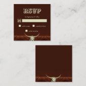 Rustikaler Western Bull Skull Wedding RSVP Begleitkarte (Vorne/Hinten)