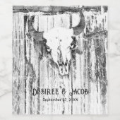 Rustikaler Western Bull Skull White erschüttert Vi Weinetikett (Einzelnes Label)