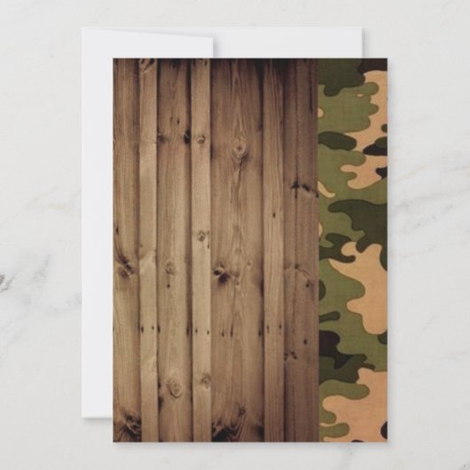 rustikaler Western Camouflage Hochzeitsessen Probe Einladung (Rückseite)