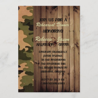rustikaler Western Camouflage Hochzeitsessen Probe Einladung