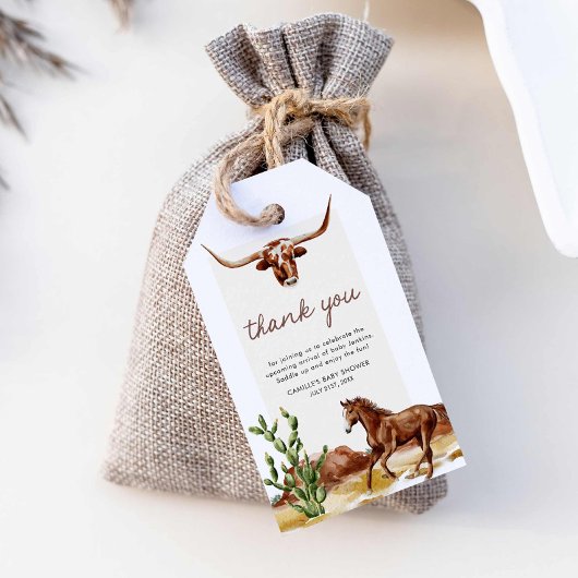 Rustikaler Western Cowboy Babydusche Geschenkanhänger