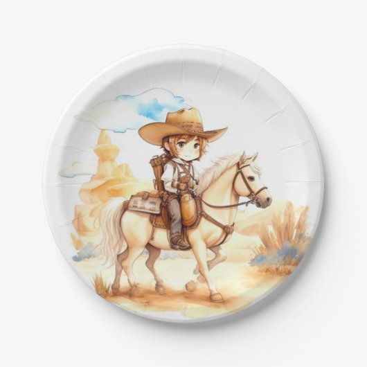 Rustikaler Western Cowboy Babydusche Pappteller (Vorderseite)