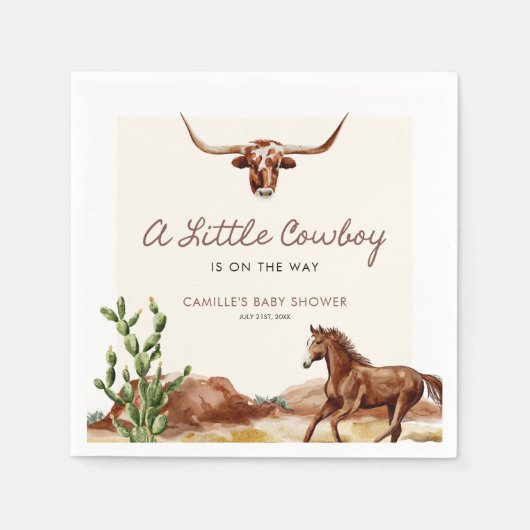 Rustikaler Western Cowboy Babydusche Serviette (Vorderseite)