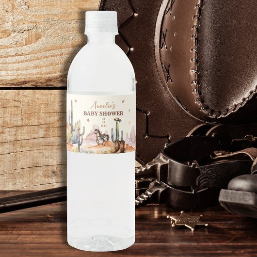 Rustikaler Western Cowboy Babydusche Wasserflaschenetikett