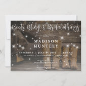 Rustikaler Western Cowboy Boots für zwei Brautpart Einladung (Vorderseite)