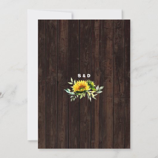 Rustikaler Western Cowboy Boots Sonnenblumen Hochz Einladung (Rückseite)