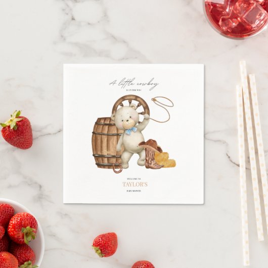 Rustikaler Western Cowboy Country Baby Shower Boy Serviette (Beispiel)