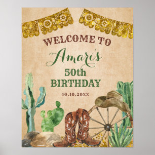 Rustikaler Western Cowboy Geburtstag Begrüßungszei Poster
