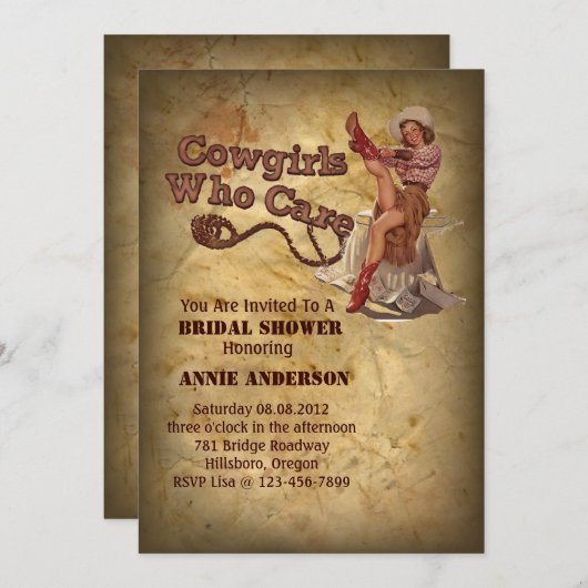 Rustikaler Western Cowboy Junggeselinnen-Abschied Einladung (Vorne/Hinten)