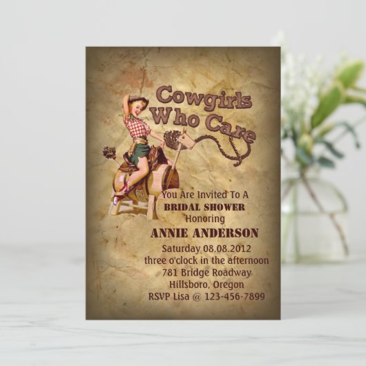 Rustikaler Western Cowboy Junggeselinnen-Abschied Einladung (Stehend Vorderseite)