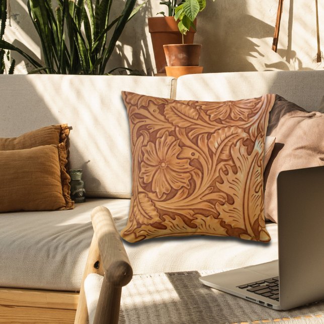 rustikaler Western Cowboy mit handgefertigtem Lede Kissen (Von Creator hochgeladen)