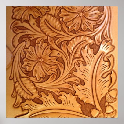 rustikaler Western Cowboy mit handgefertigtem Lede Poster (Vorne)