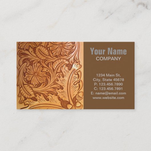 rustikaler Western Cowboy mit handgefertigtem Lede Visitenkarte (Vorderseite)