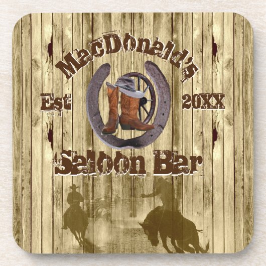 Rustikaler Western Cowboy-Salon Bar Getränkeuntersetzer (Vorderseite)