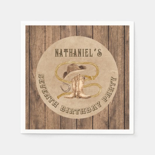 Rustikaler Western Cowboy Sie werden gewollt Serviette (Vorderseite)