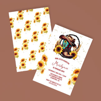 Rustikaler Western Cowgirl 1. Geburtstag Einladung